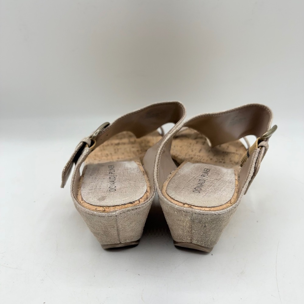 Donald Pliner Donni Metallic Gold Leather Cork Wedge Sandals Womens 10M - Picture 4 of 9